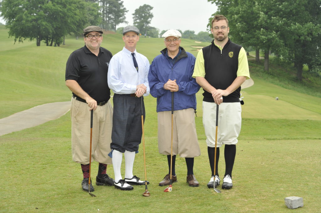 Rich Grula [Florida Hickory Golfers], Rob Birman [Northwest Hickory Players], Mike Just, and Josh Fischer [Louisville Golf] at Tad Moore's 2012 Southern Hickory 4-Ball Championship at the Highland Park Golf Course in Birmingham, AL on April 20, 2012 .